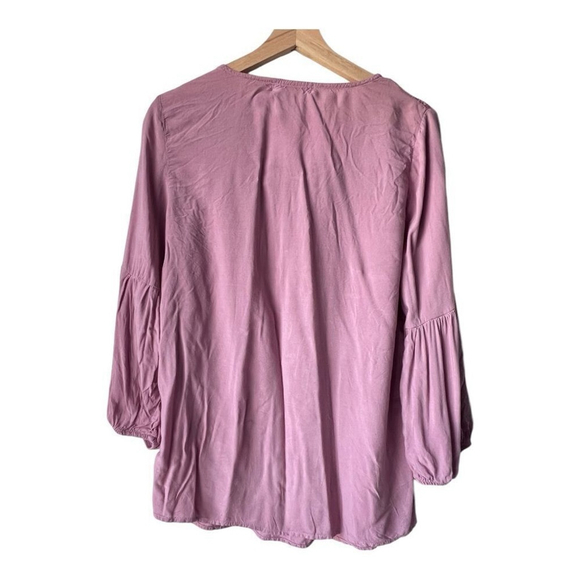 ADRIENNE VITTADINI Blouse long sleeve embroidered lWomen's ight fabric fresh M. - Picture 10 of 11